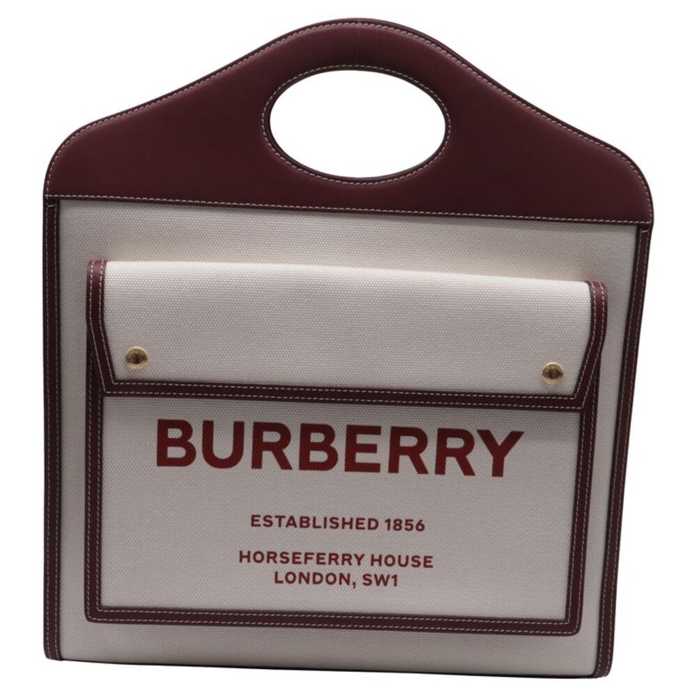 Burberry Medium Pocket Tote Bag in White Canvas